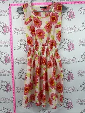 HXY dress flowers red pink green Sleeveless Pink Sunflower Print Mini Dress
